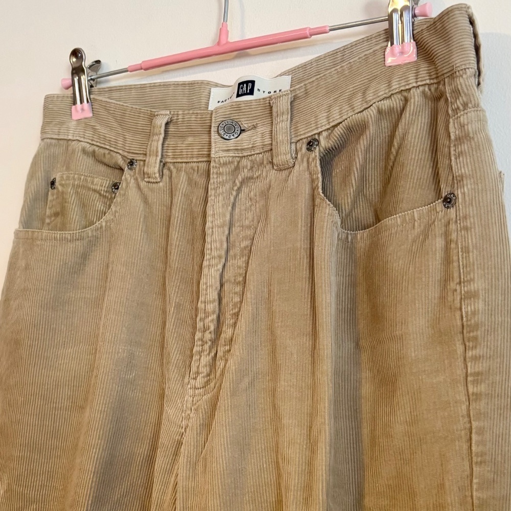 GAP Corduroy High Waist Straight Leg Pants Bottoms Camel Tan Womens Size 8 - Picture 3 of 4
